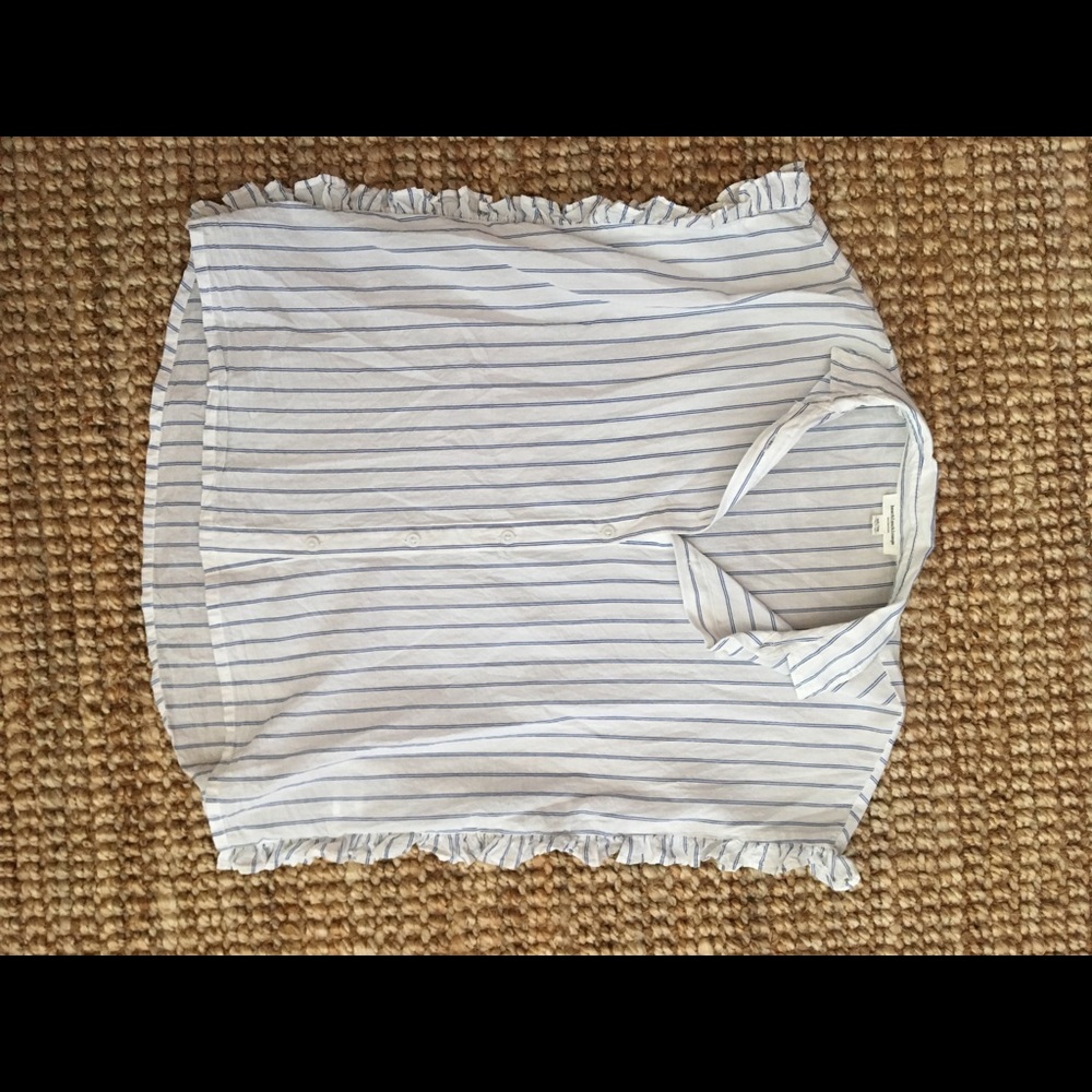 Boxy striped collared shirt